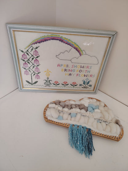Sweet Vintage Embroidery "April Showers Bring Forth May Flowers"