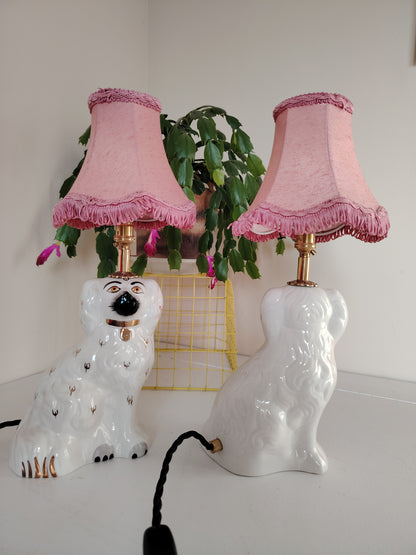 Pair of Antique Wally Dog upcycled lamps