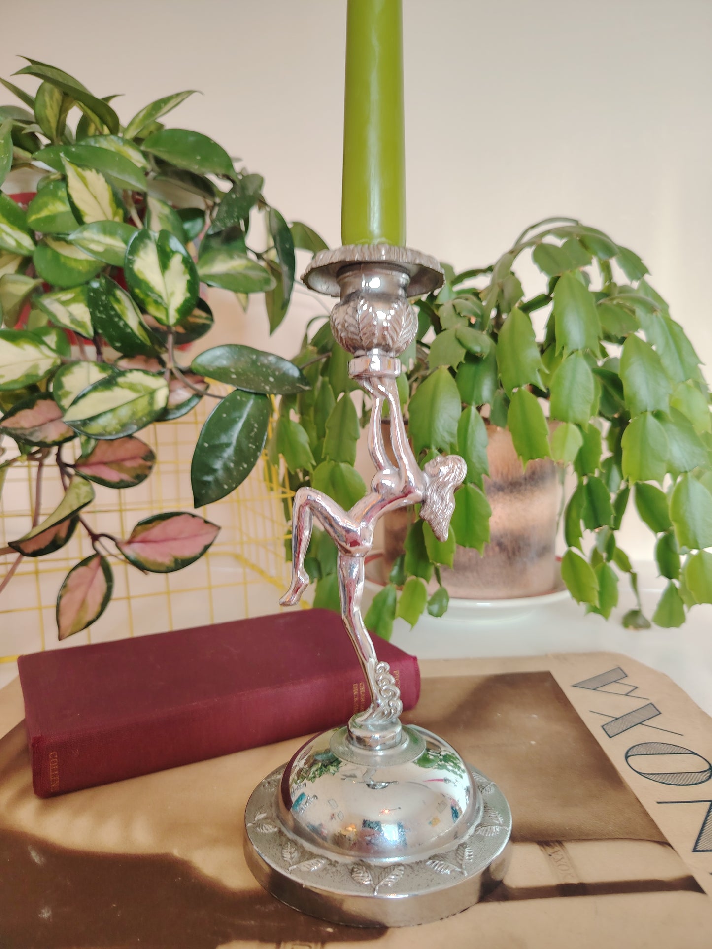 Art Deco Style Chrome Nude Lady Candle Holder (Listing for 1)