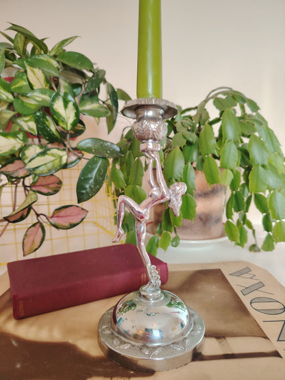 Art Deco Style Chrome Nude Lady Candle Holder (Listing for 1)