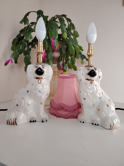 Pair of Antique Wally Dog upcycled lamps