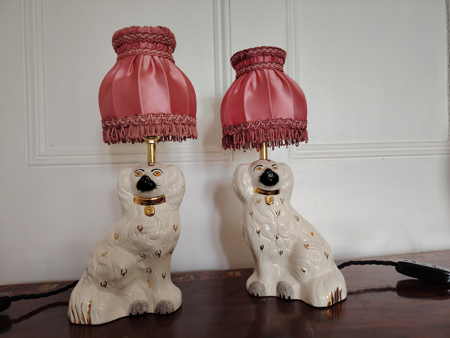 Pair of Vintage Reworked Beswick Pot Dog Lamps