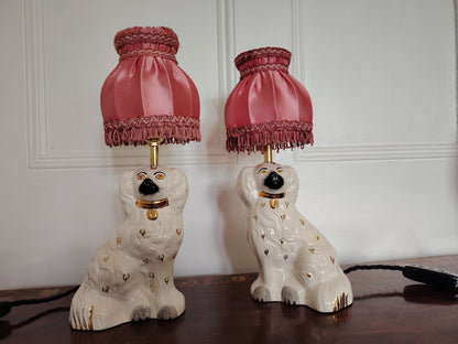 Pair of Vintage Reworked Beswick Pot Dog Lamps