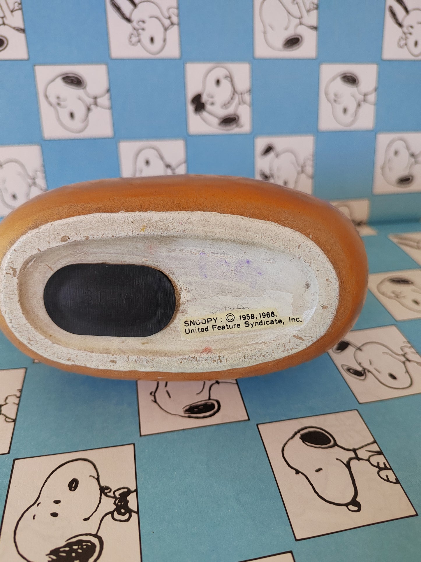 Rare Vintage Snoopy on a Hot Dog ceramic money bank