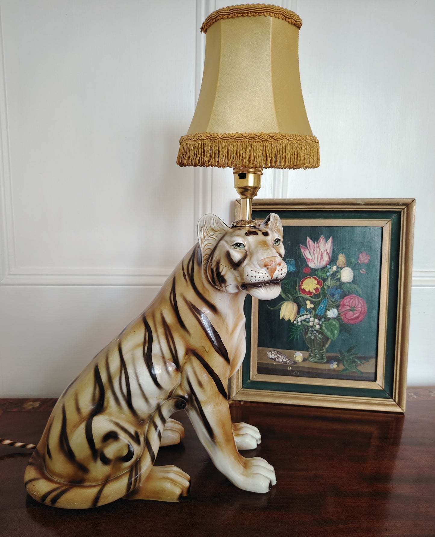 Large Reworked Mid Century Tiger lamp ✨