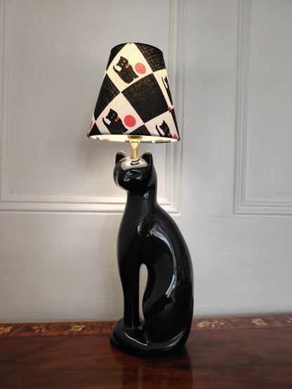 Vintage Reworked Black Cat Lamp with Handmade Shade ❤️🐈‍⬛