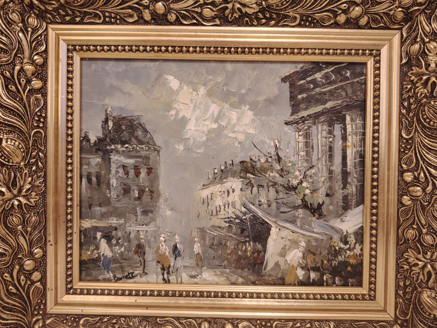 Gorgeous Original Oil Painting of a Paris Street Scene by Caroline Burnett