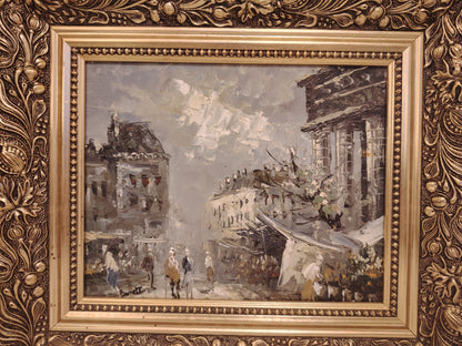 Gorgeous Original Oil Painting of a Paris Street Scene by Caroline Burnett