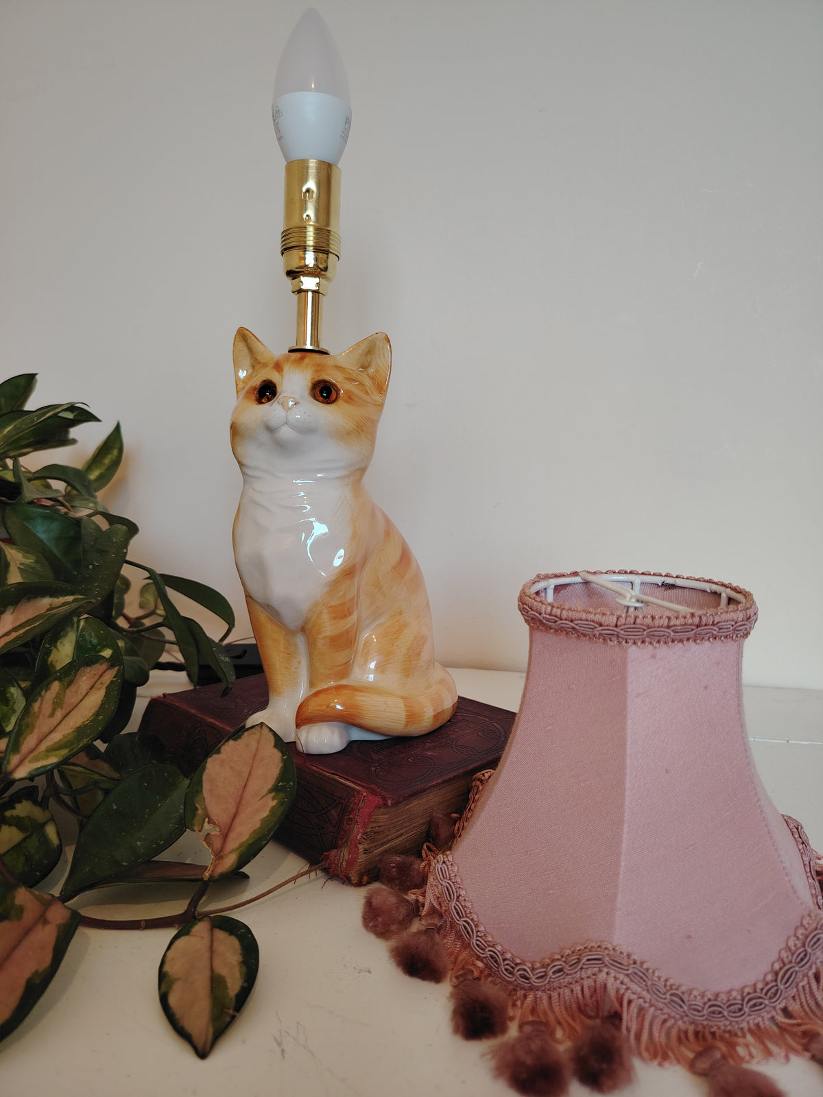 Vintage Reworked Small Ginger Cat Lamp 🐈💕