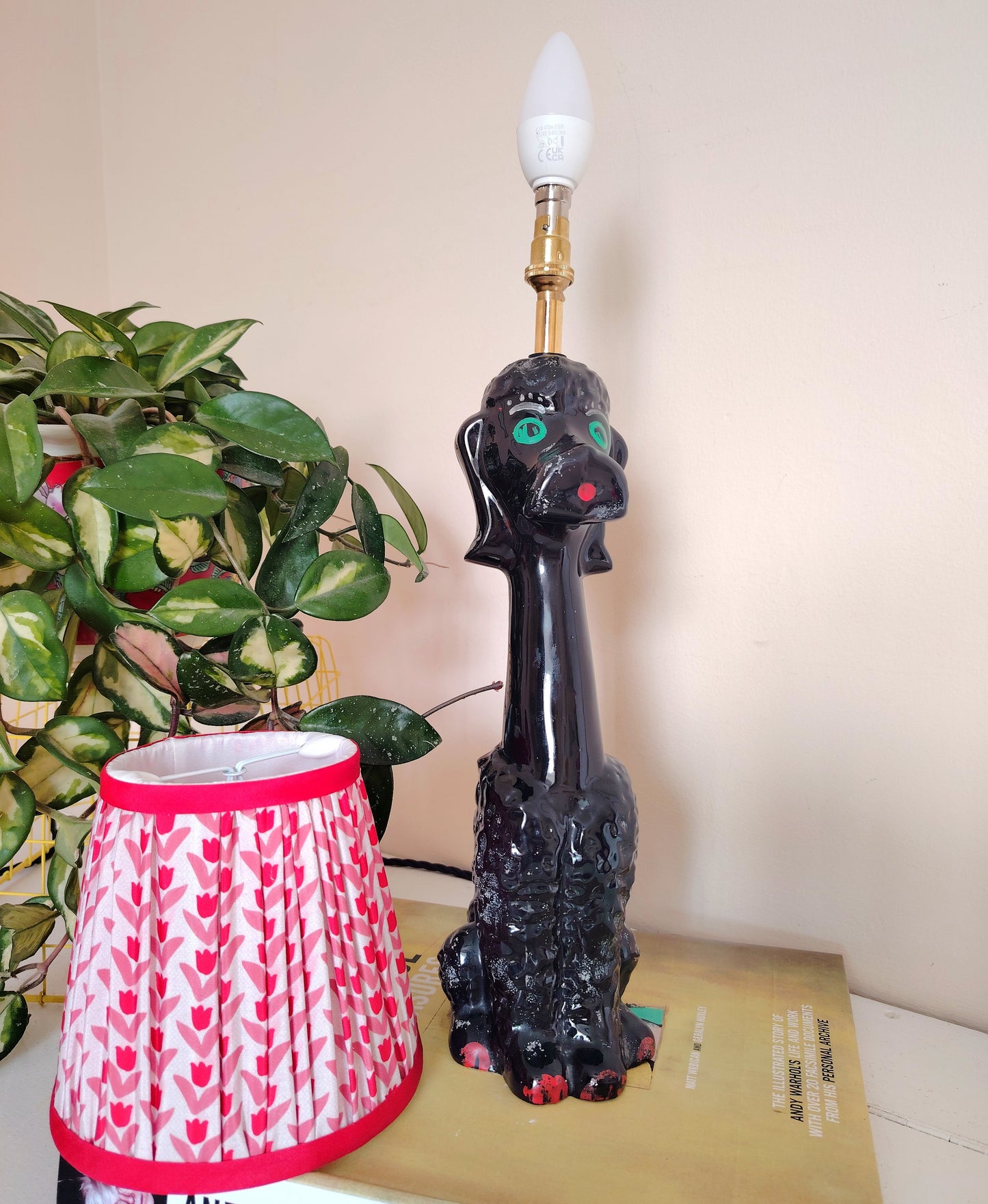 Upcycled 1950's Hand Painted Poodle Lamp