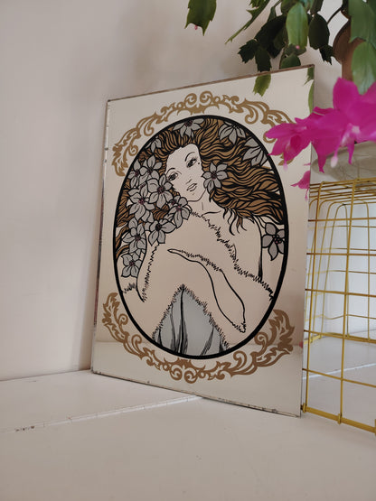 Vintage Nouvea Lady Picture Mirror