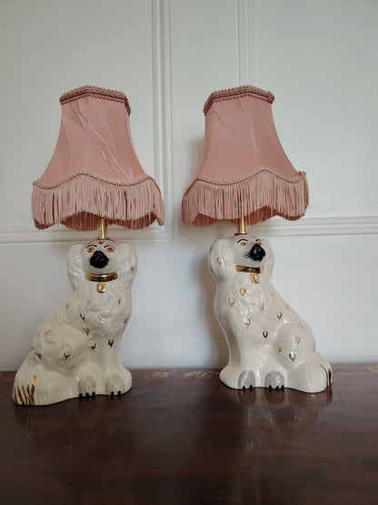 Pair of Vintage Reworked Beswick Pot Dog Lamps