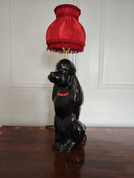 Large Vintage Reworked Beswick Poodle Lamp