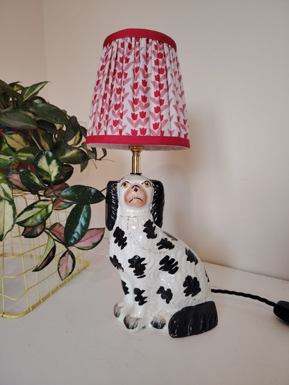 Vintage Upcycled Black and White Pot Dog Lamp