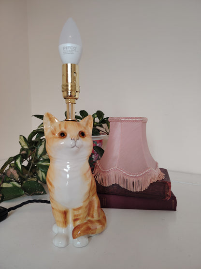 Vintage Reworked Small Ginger Cat Lamp 🐈