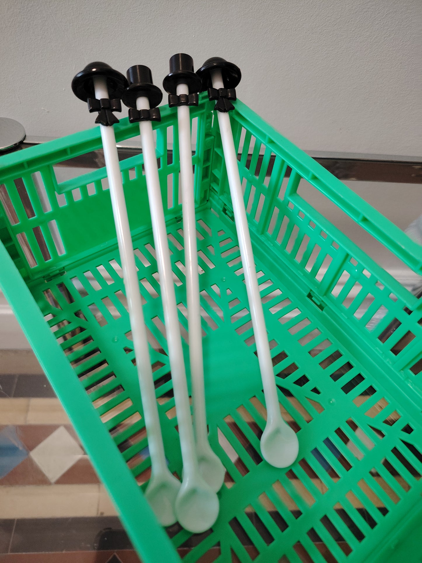 Set of 4 Top Hat and Bow ties cocktail stirrers