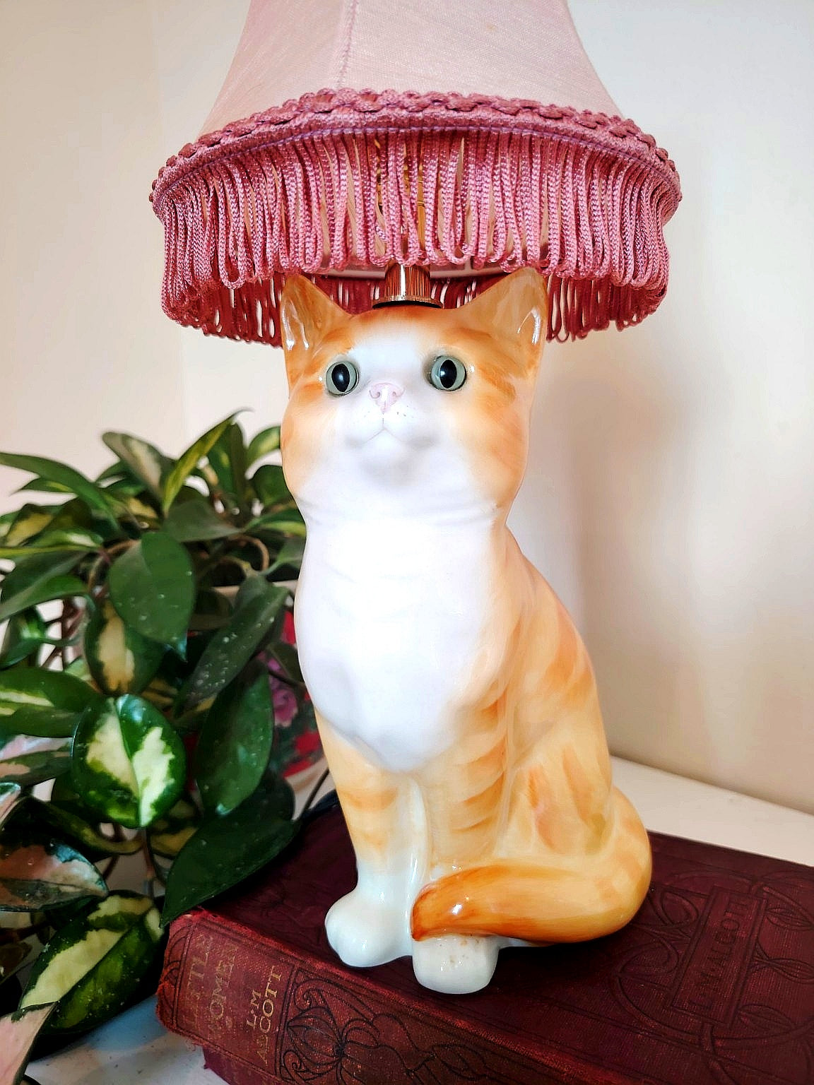 Vintage Reworked Small Ginger Cat Lamp