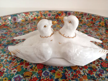 Vintage Doves Trinket Pot