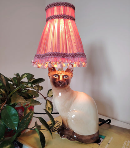 Vintage Reworked Siamese Cat Lamp