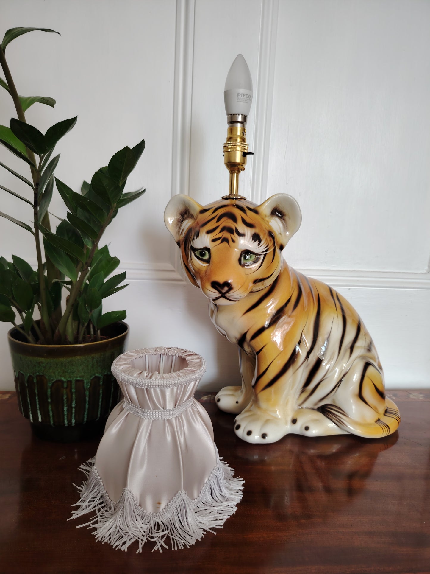 Large Reworked Mid Century Tiger Cub lamp
