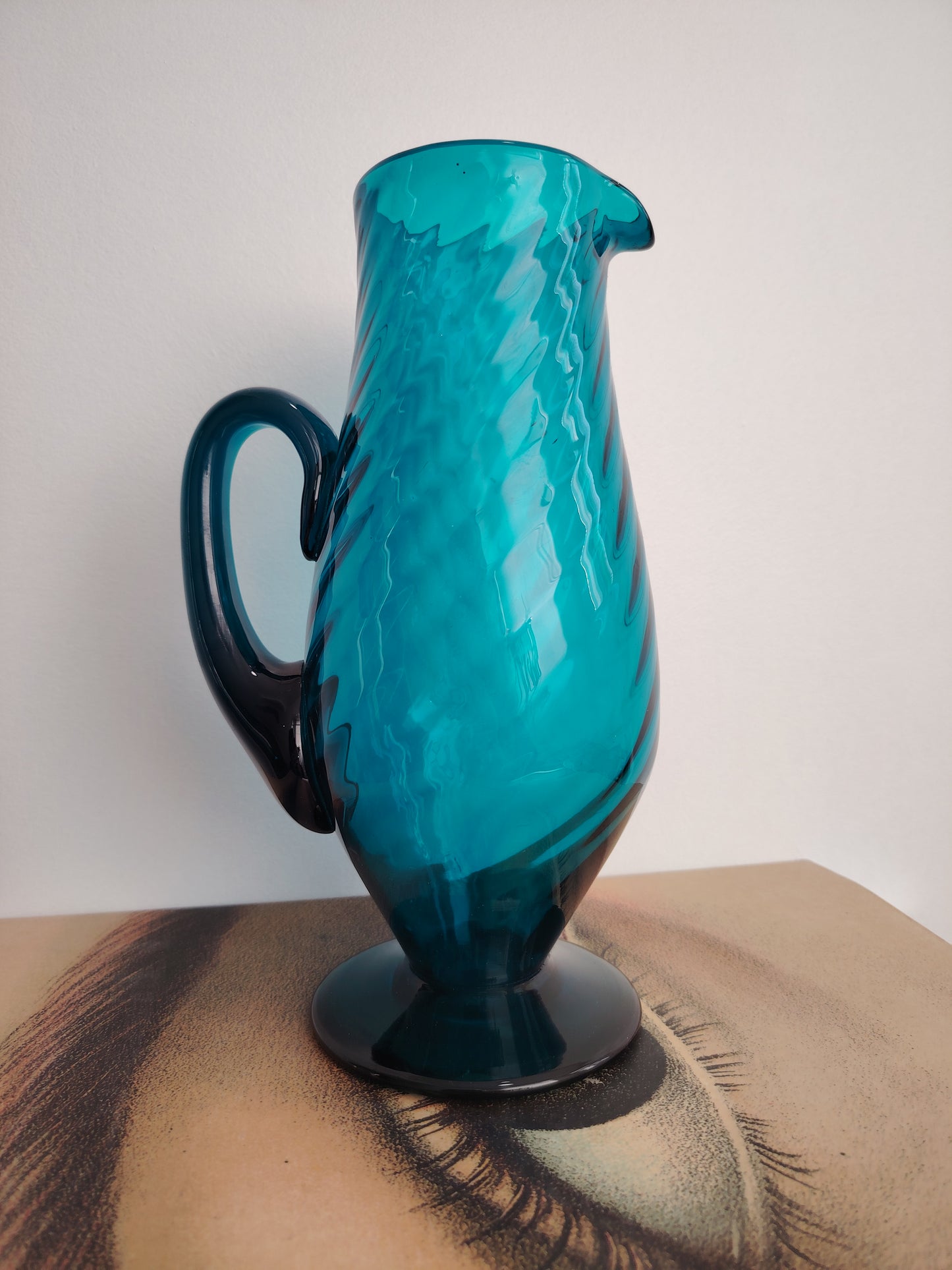 Stunning Turquoise Glass Jug
