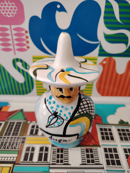Vintage Toni Raymond Mexican Sugar Shaker blue handkerchief