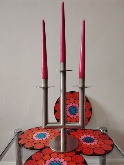 Mid Century Stainless Steel Candleabra
