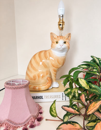 Large Vintage Reworked Ginger Cat Lamp 💕