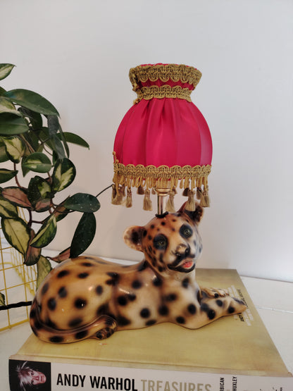 Upcycled Lying Leopard Cub Lamp
