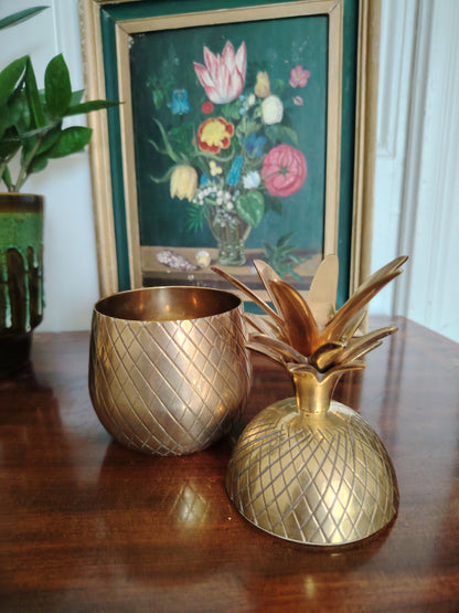 Vintage Mid Century Brass Pineapple Pot
