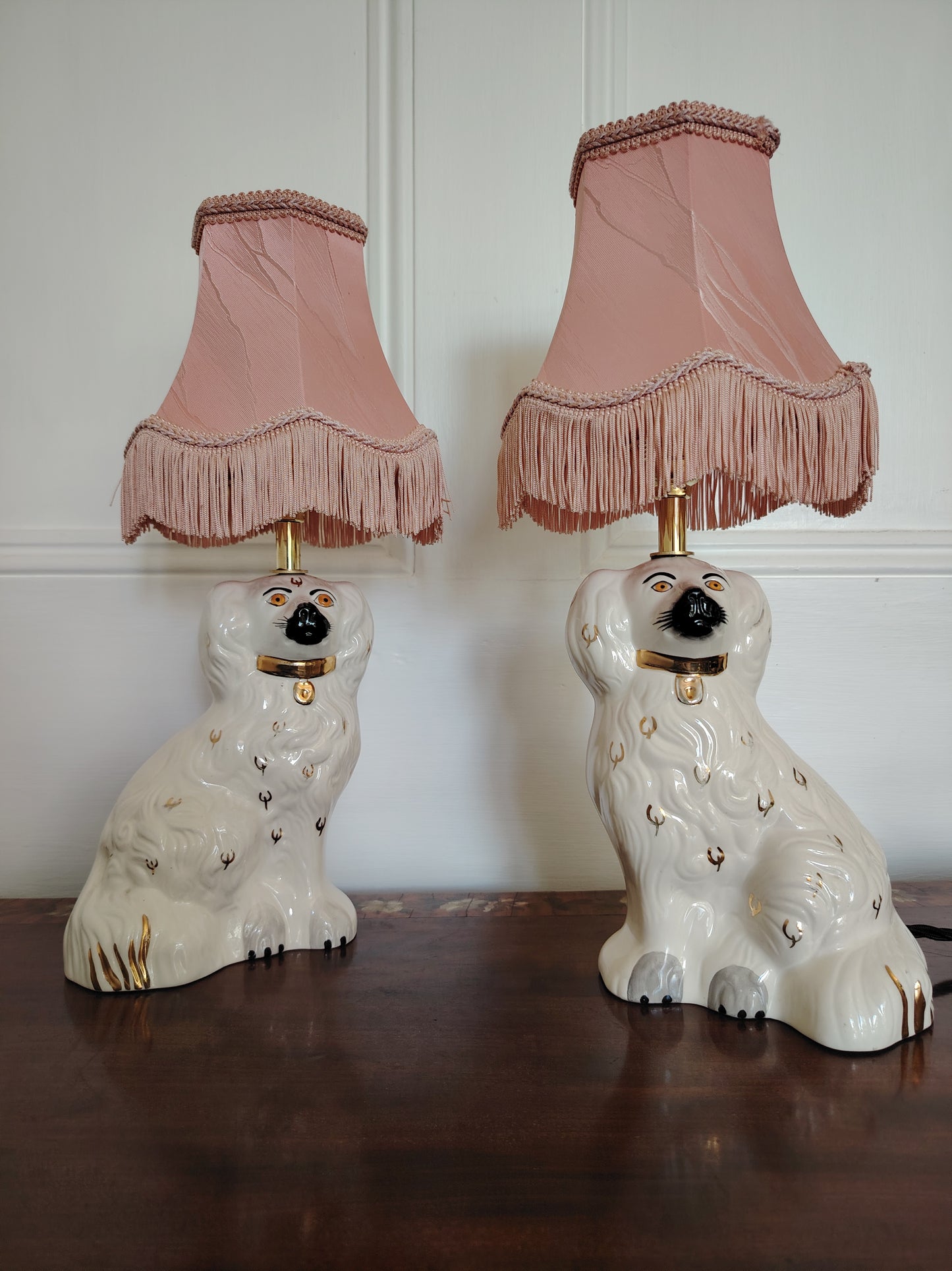 Pair of Vintage Reworked Beswick Pot Dog Lamps