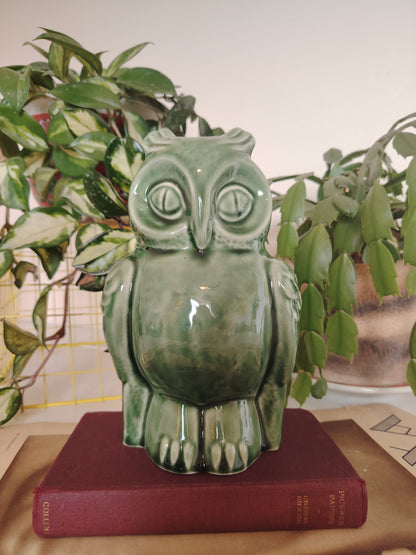 Vintage Mid Century Green Owl Money Box