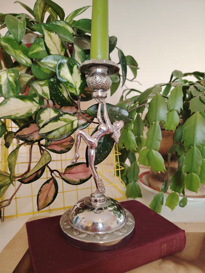 Art Deco Style Chrome Nude Lady Candle Holder (Listing for 1)