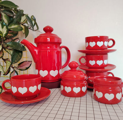 Vintage 70's Rare Waesterbach Heart Design Tea/ Coffee Set