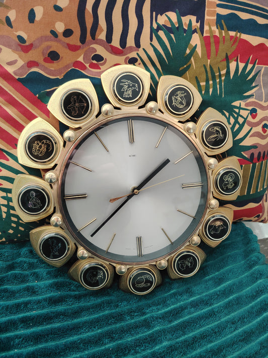 Vintage Mid Century Quartz Horoscope Clock