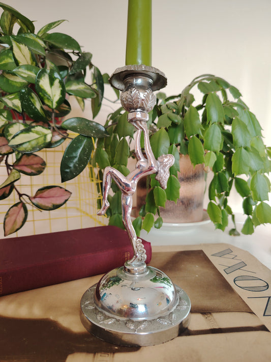 Art Deco Style Chrome Nude Lady Candle Holder (Listing for 1)