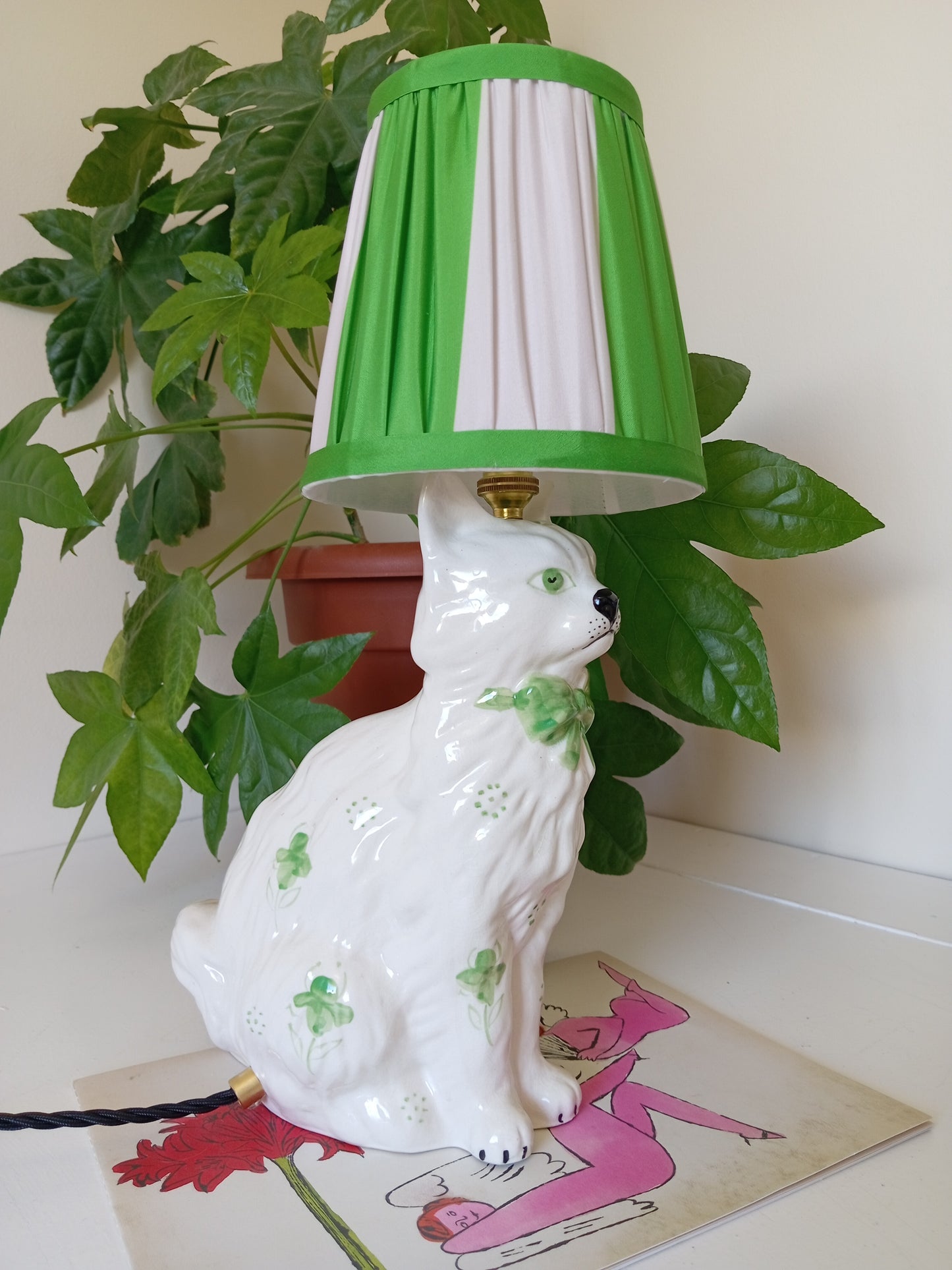 Upcycled Vintage Cat Lamp