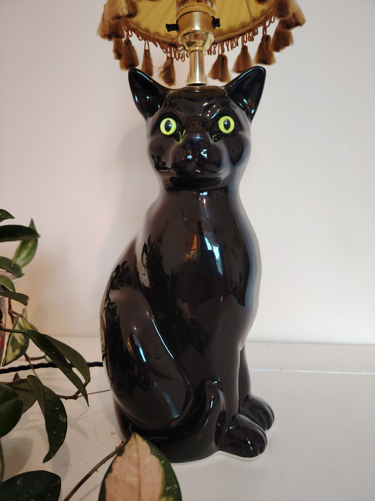 Large Vintage Reworked Black Cat Lamp 🐈‍⬛