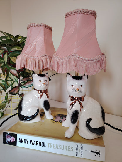 Pair of Vintage Cats upcycled lamps