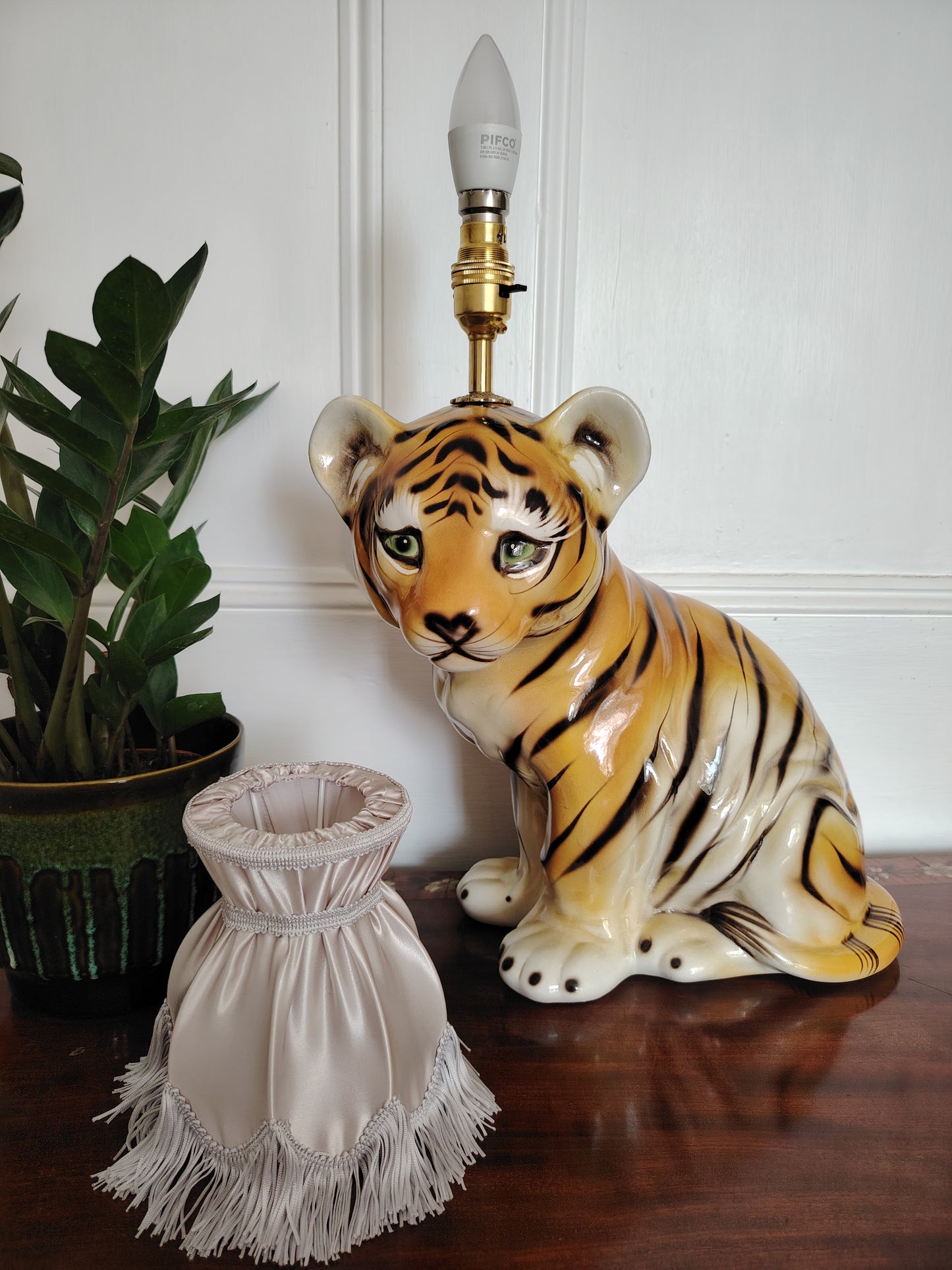 Large Reworked Mid Century Tiger Cub lamp