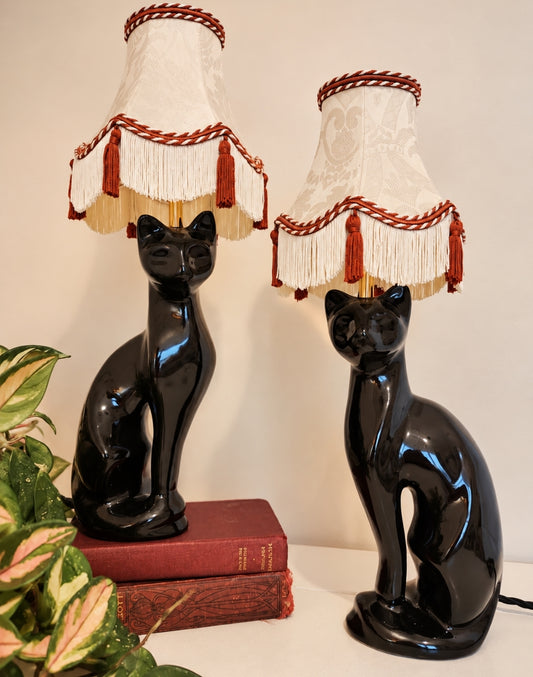Pair of Vintage Reworked Black Cat Lamps 🐈‍⬛🐈‍⬛