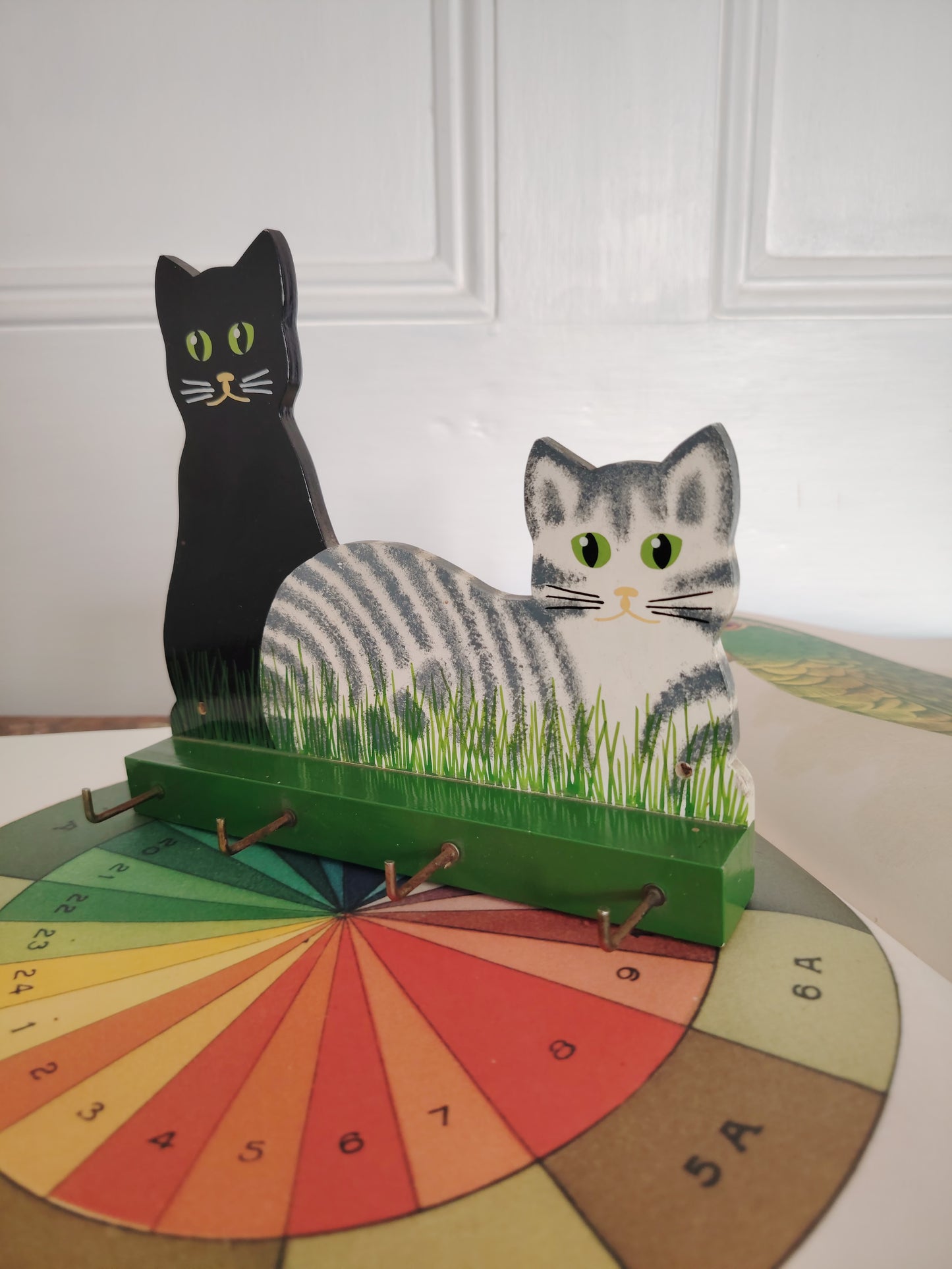 Vintage Hand Painted Cat Hooks