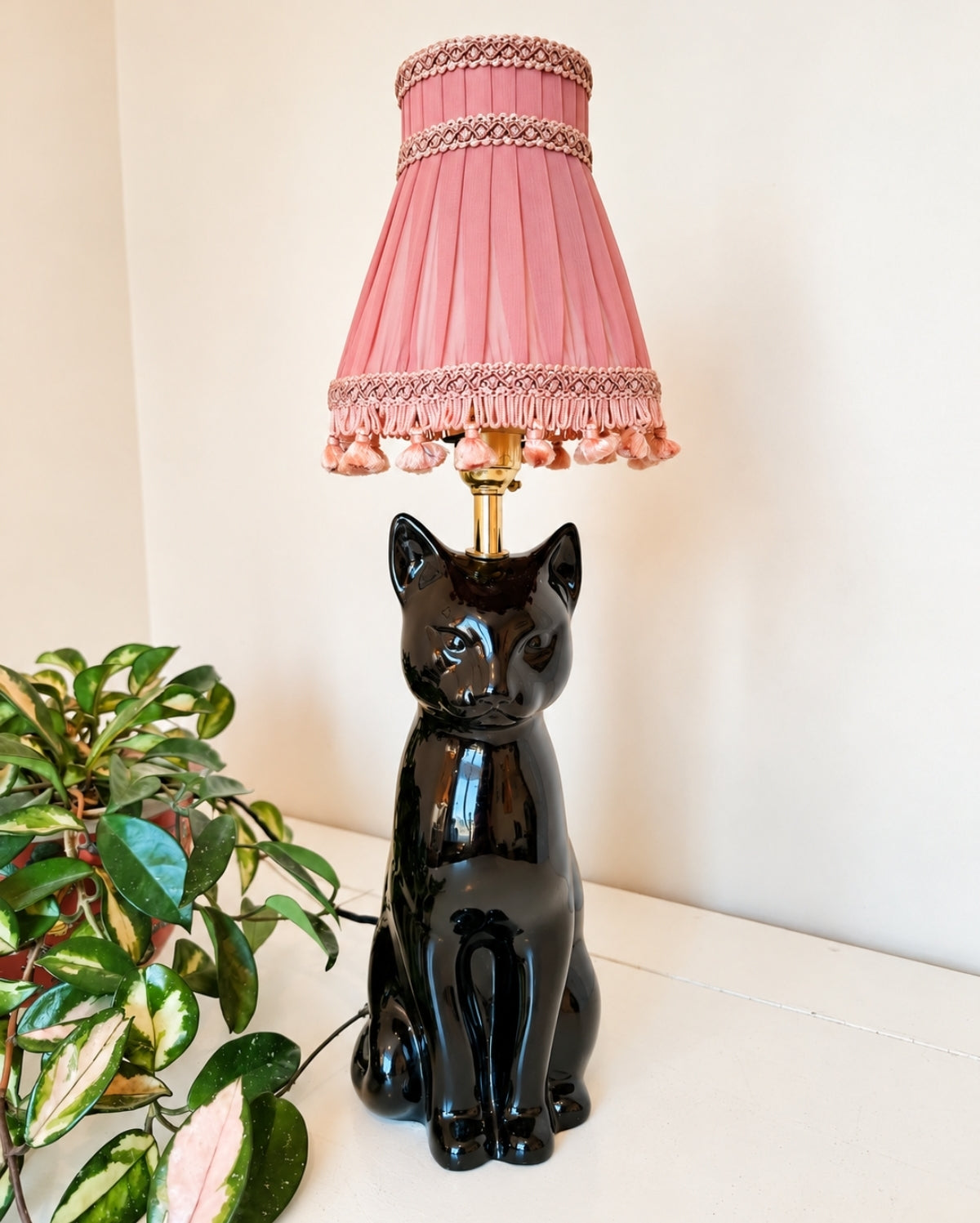 Vintage Reworked Black Cat Lamp 💕 🐈‍⬛