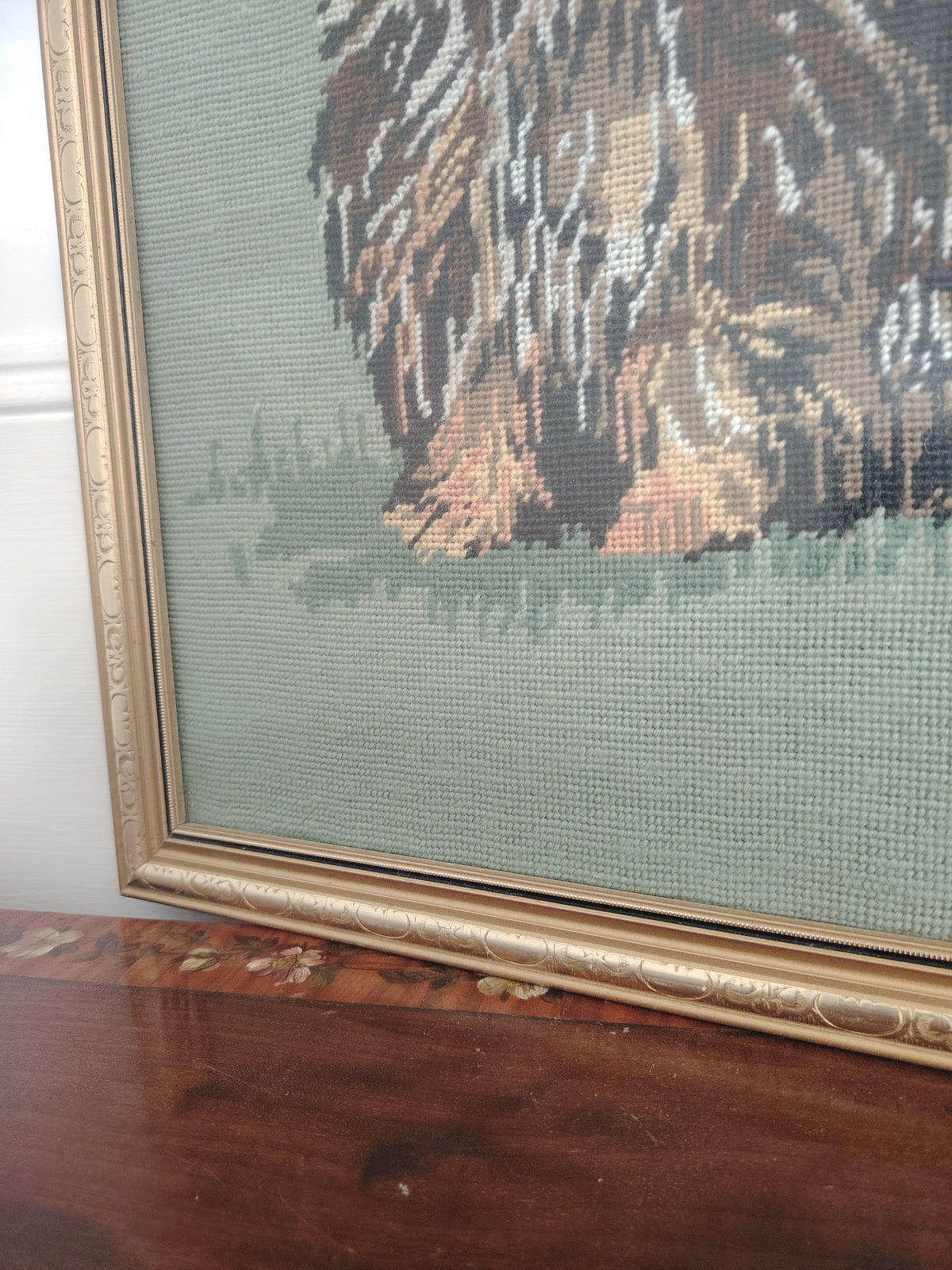 Large Vintage Kitsch Yorkie Framed Tapestry