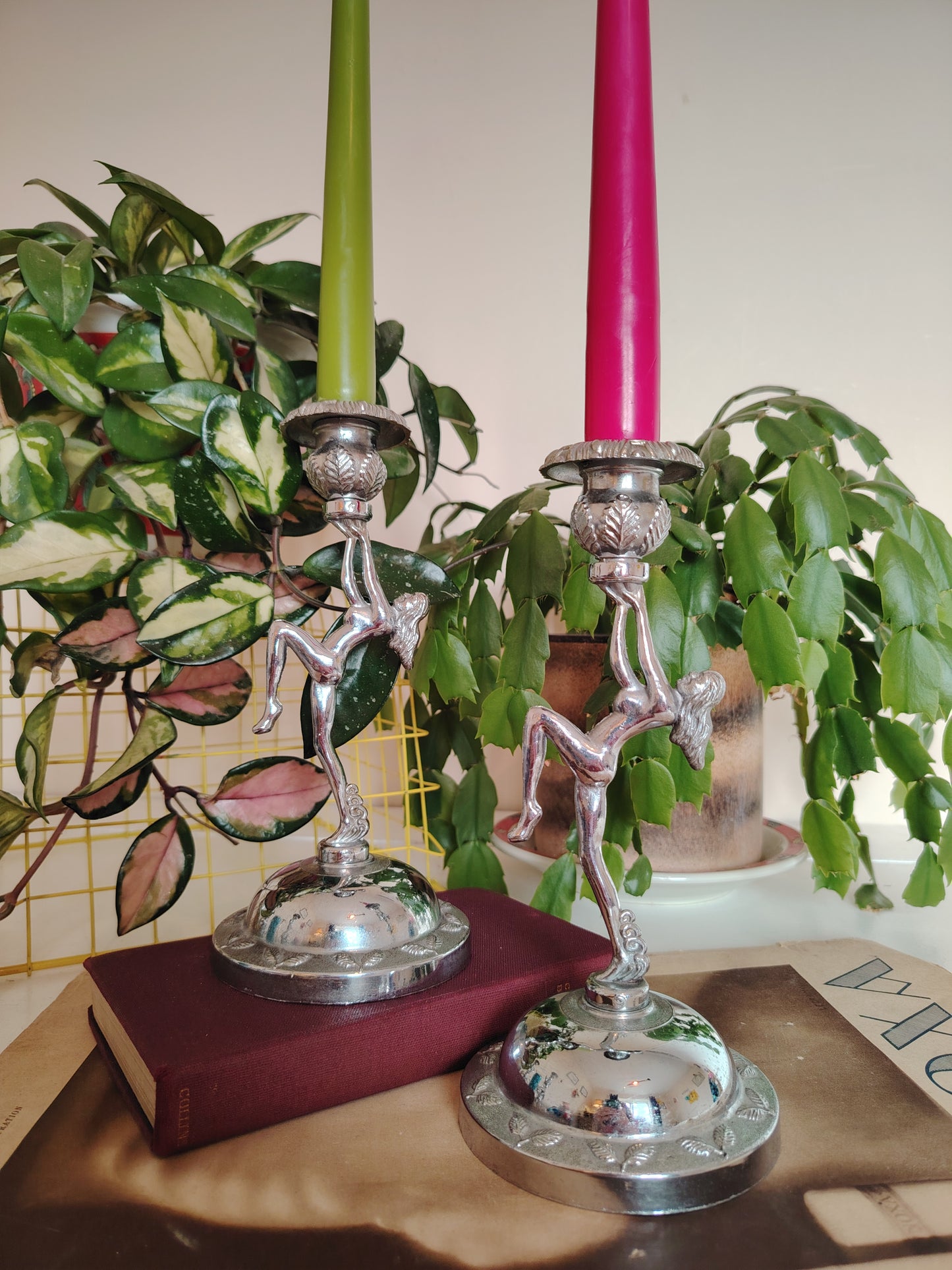 Art Deco Style Chrome Nude Lady Candle Holder (Listing for 1)