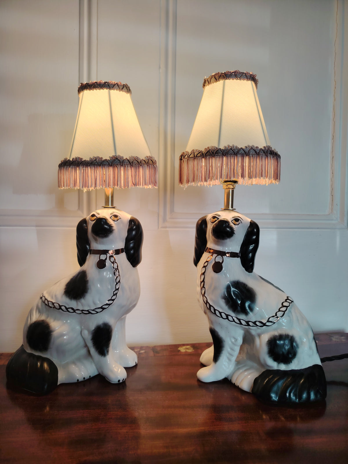 Pair of Vintage Reworked Pot Dog Lamps