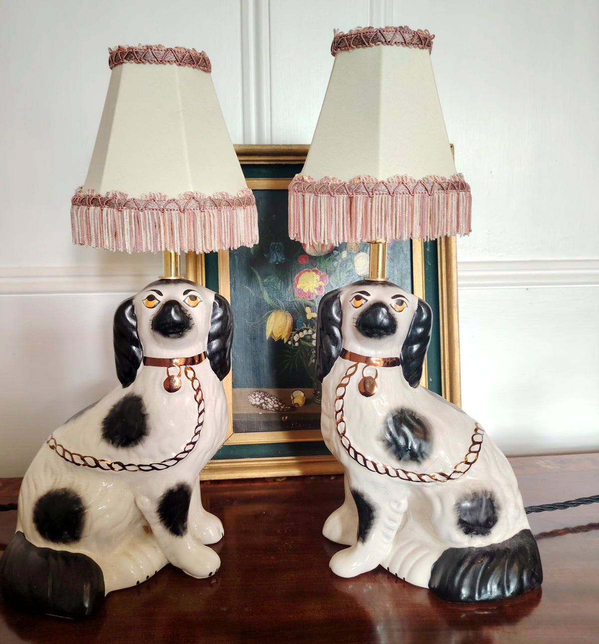 Pair of Vintage Reworked Pot Dog Lamps