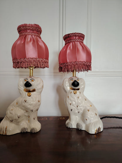 Pair of Vintage Reworked Beswick Pot Dog Lamps
