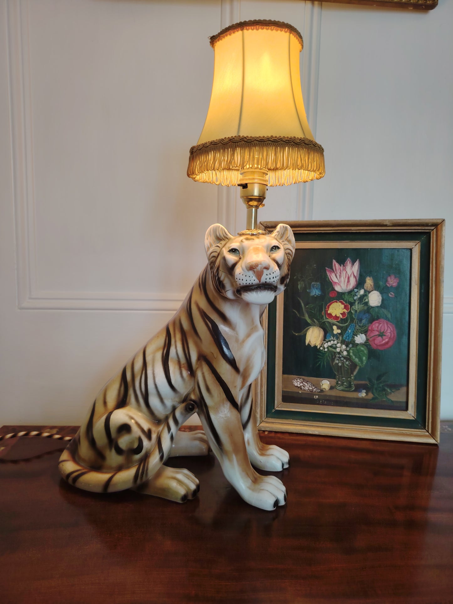 Large Reworked Mid Century Tiger lamp ✨