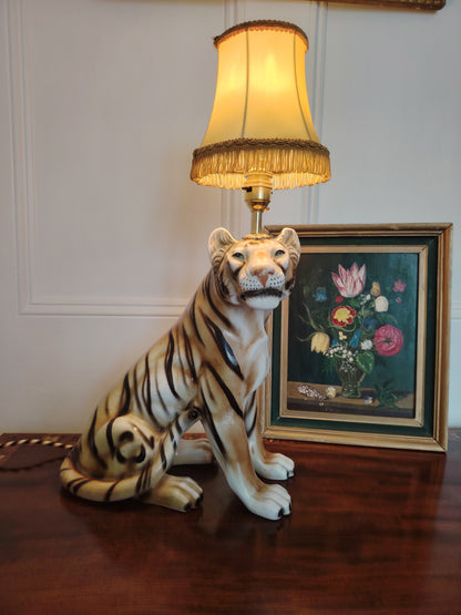 Large Reworked Mid Century Tiger lamp ✨